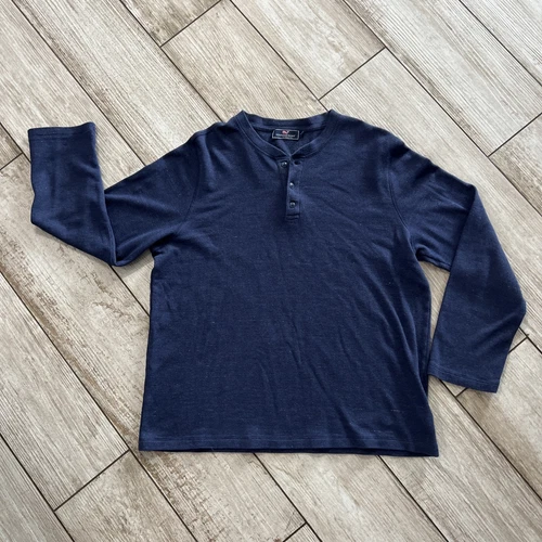Vineyard Vines Whale Thermal Henley Tee Shirt Blue Long Sleeve Men’s Size XL