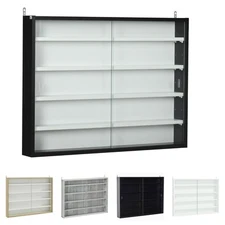 HOMCOM 5-Tier Glass Display Cabinet with 4 Adjustable Shelves