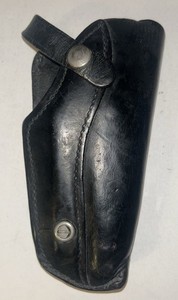 Brauer Bros. D 34 X Holster, Right Handed, Black Leather, Belt Loop & Flap Snap