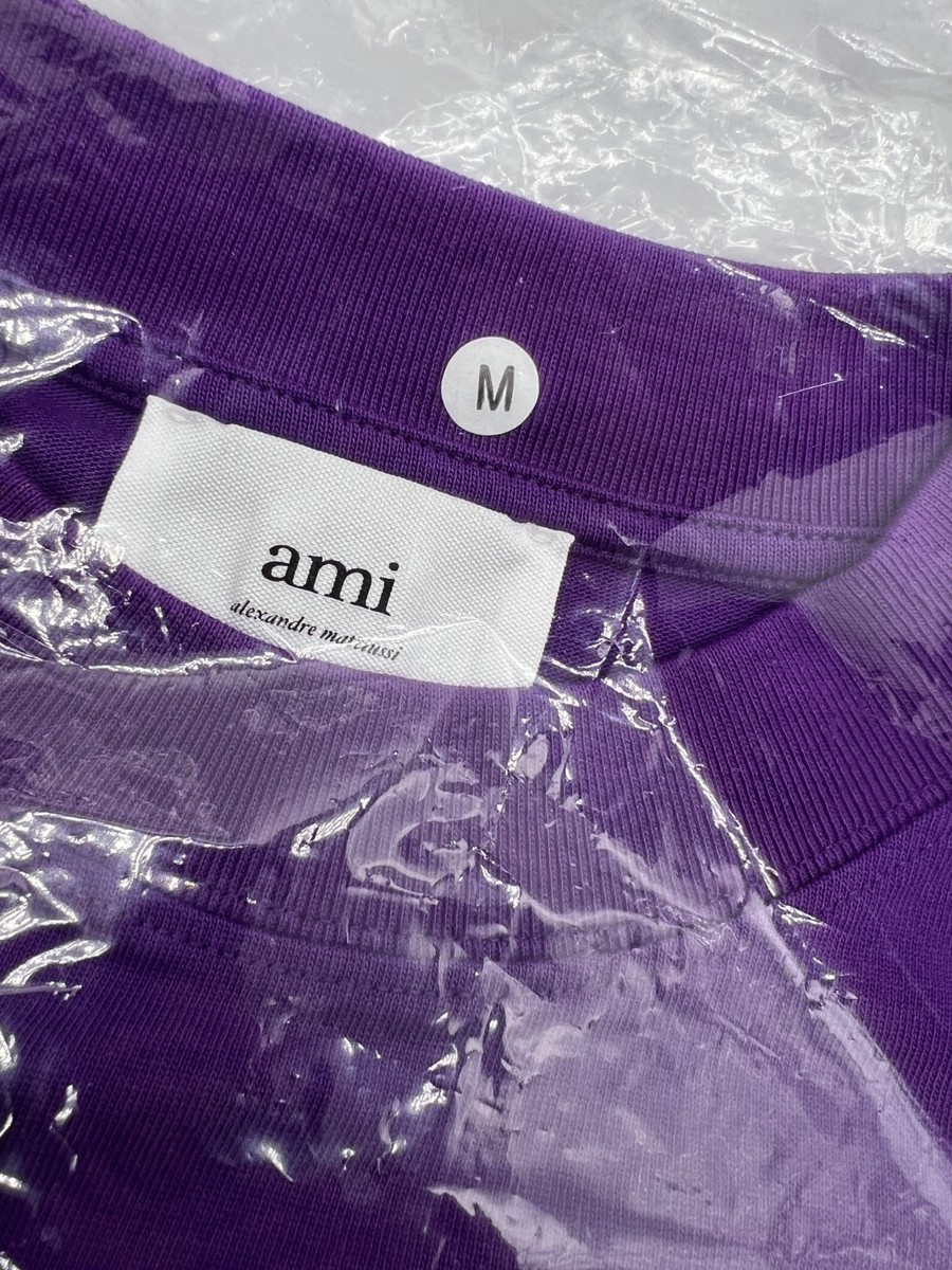 AMI Paris Ami de Coeur Organic Cotton T-Shirt Purple Size M NWT COA View 3