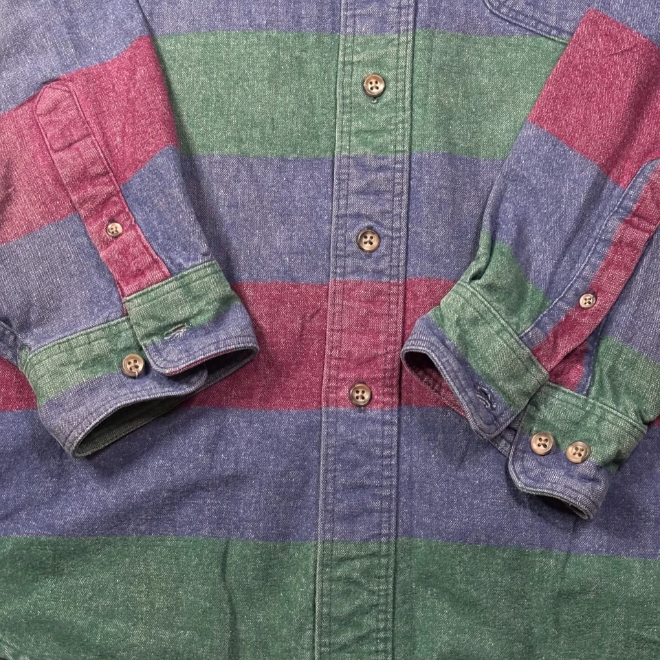 Vtg Eddie Bauer Shirt Men’s XL Striped Chamois Collared Button Up Color Block  - Image 2 of 4