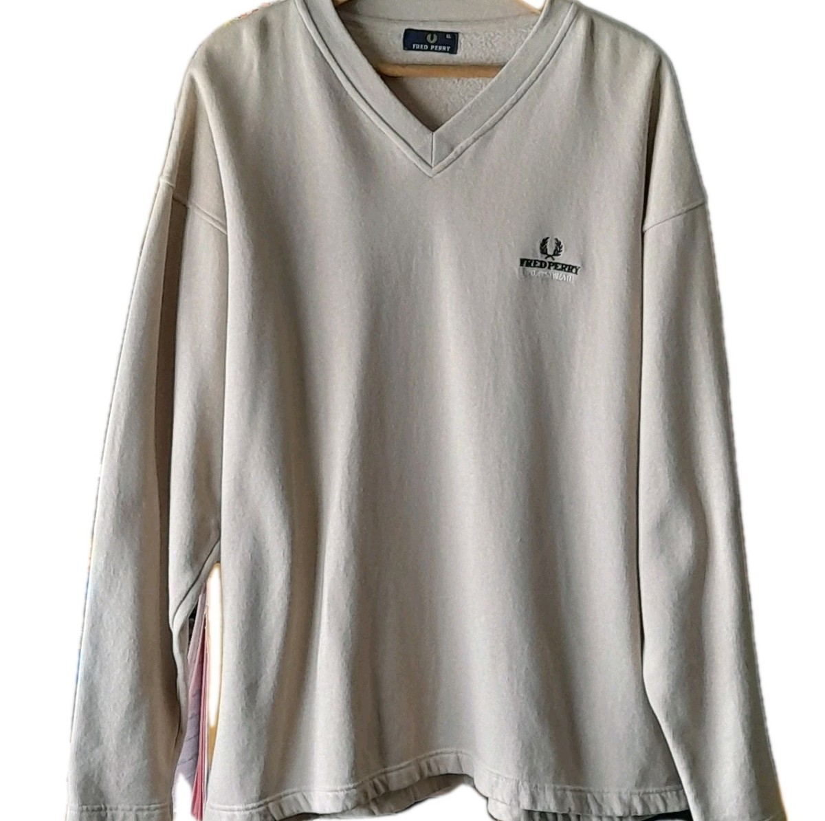 Fred Perry Sportswear Mens Pullover Beige XL Jumper Vintage 90s V