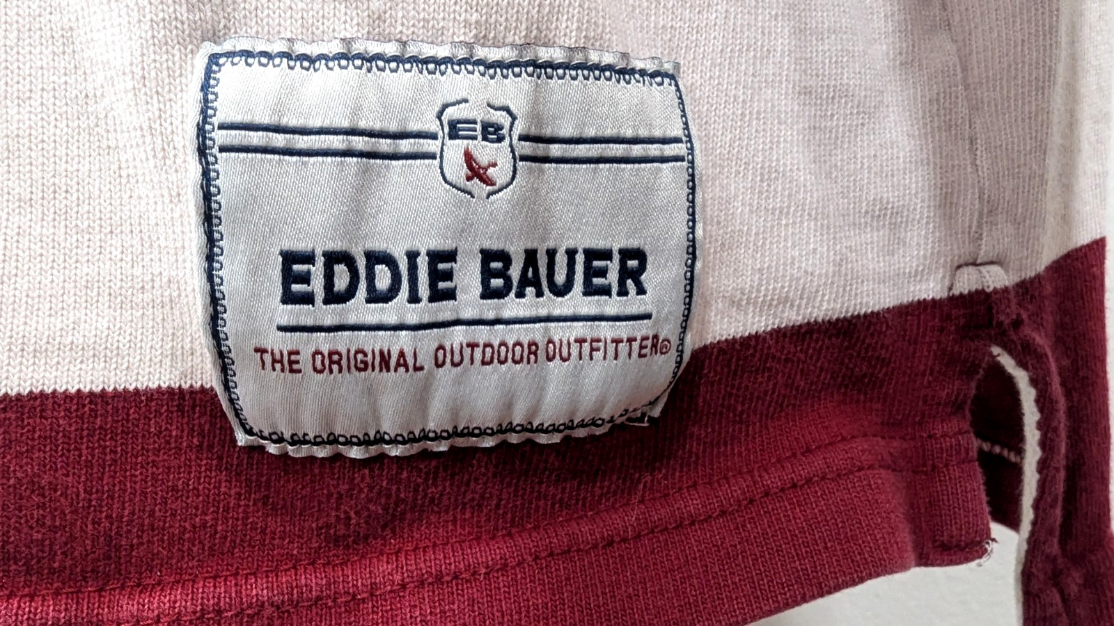 Vtg EDDIE BAUER Polo Shirt XXL Red White Stripe RUGBY Heavyweight Y2k Read * image 6