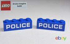 Lego Blue 1x4 bricks -Part 3010 - Police ?? Stickers - 14E