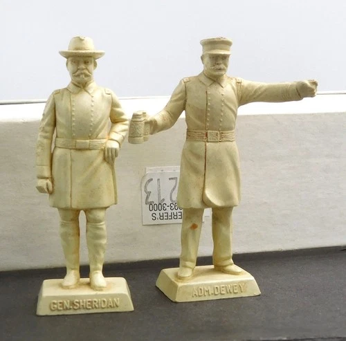 Marx 60mm Pedestal General Sheridan and Admiral Dewey Damaged