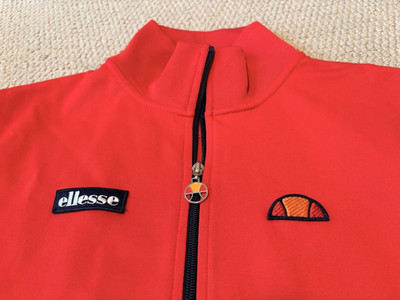 Ellesse Roma Track Jacket Top Men's Medium Excellent Condition Red w/ Navy Trim