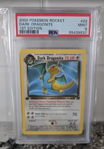 2000 Pokémon Dark Dragonite 1st Edition 22/82 PSA 9 (Team Rocket)