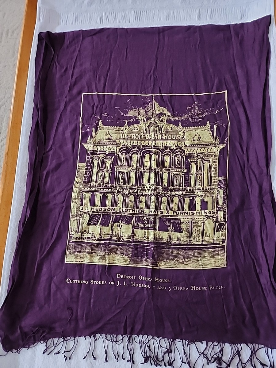 Detroit Opera House JL Hudson Purple With Gold Scarf Preowned
