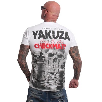 Neues Yakuza Herren Checkmate Regular T-Shirt - Weiß