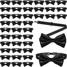40 Pcs Bow Tie for Men Bulk Pre-Tied black bow tie Adjustable Clip On Bows