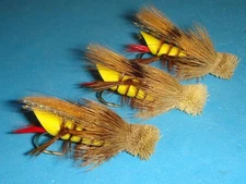FLY FISHING FLIES - Yellow FOAM DEER HAIR [DAVE's] HOPPER size #4 (6 pcs.)