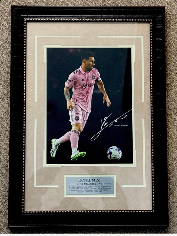 Lionel Messi Framed Facsimile Auto Inter Miami 1st Game With Inter Miami MLS