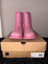 UGG KIDS  CLASSIC II GLITTER LEOPARD SNOW BOOTS Size 5