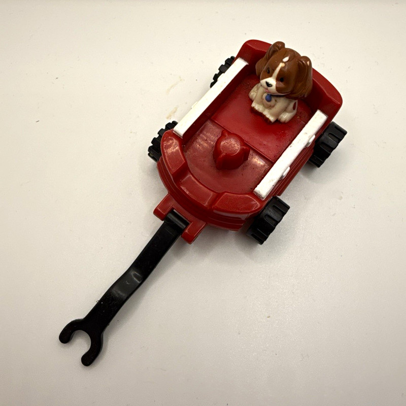 Fisher Price Little People Red Pull Wagon Vehicle, Dog Figure