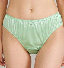 6Pcs Bikini Plus Underwear Nylon Panties Mid-Waist Briefs Light Soft /2XL/Green
