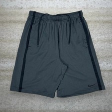 Vintage Y2K Nike Gym Shorts Mens M Grey Black Swoosh 9" Inseam Polyester Mesh
