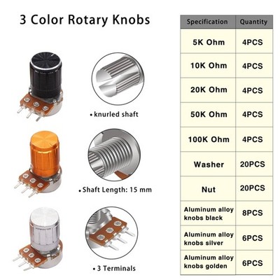 Single Linear Taper Rotary Audio B Type Potentiometers