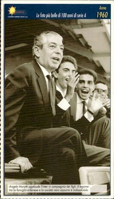 Football postcard footballer Angelo Moratti applauds inter with family 1960