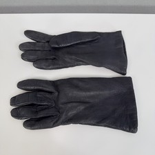 Vintage Leather Gloves Womens 7 Black Lined Genuine Leather Winter Knit Driving