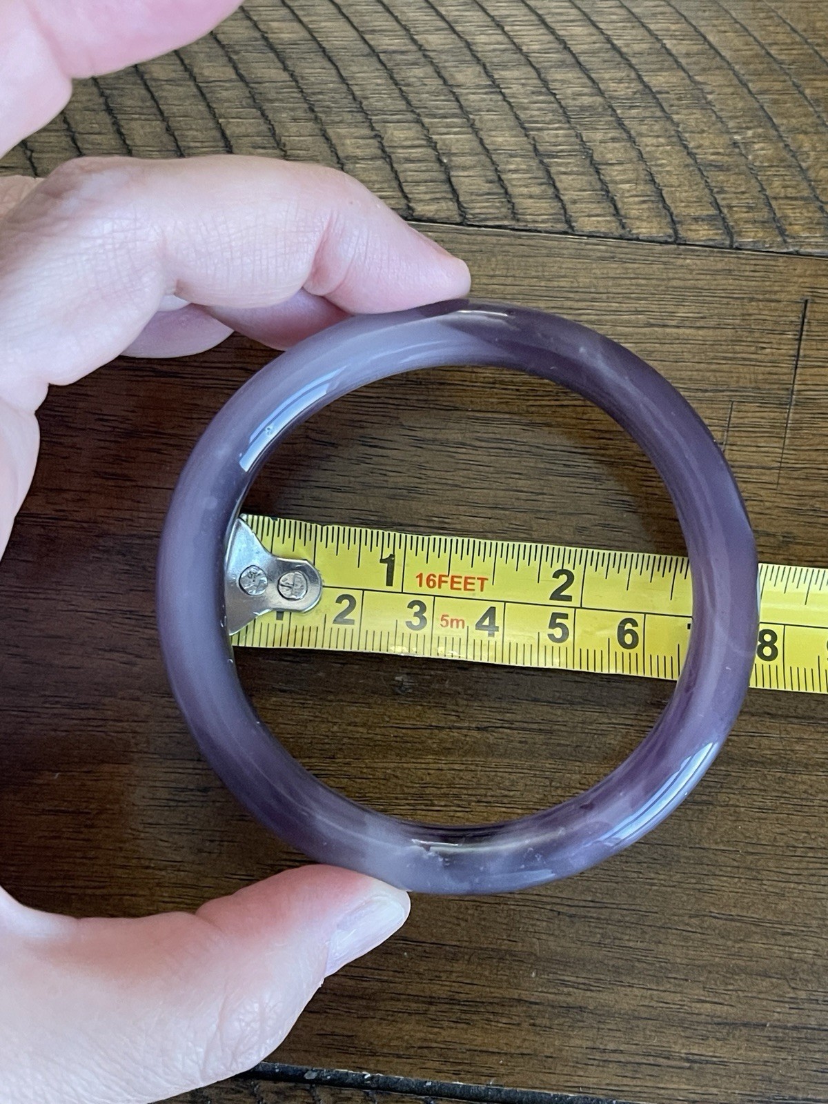 Amethyst Solid Stone Bangle  Bracelet 7.75” - image 2