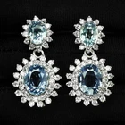 STUD WHITE GOLD EARRINGS WITH COLOR CHANGE ALEXANDRITE 9CT 925 STERLING SILVER