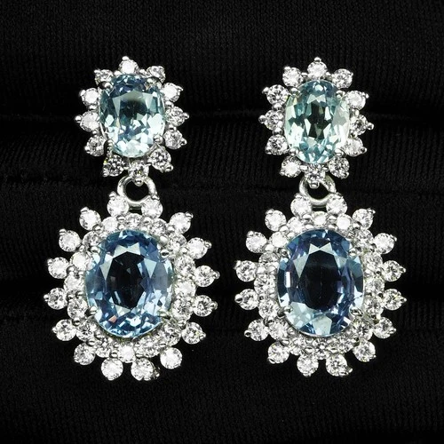 STUD WHITE GOLD EARRINGS WITH COLOR CHANGE ALEXANDRITE 9CT 925 STERLING SILVER
