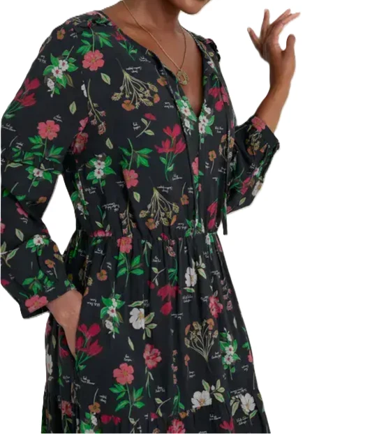 SeaSalt Womens Dearling Dress size 16 Tiered Lined Pockets Elast Waist Black Mix - Image 3 of 4