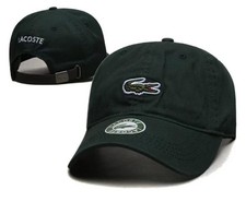 Lacoste Hat Cap Strap Back Mens One Size Dark Green Embroidered Croc NEW OSFA