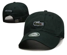 Lacoste Hat Cap Strap Back Mens One Size Dark Green Embroidered Croc NEW OSFA