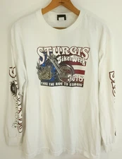 Sturgis Bike Week Motorcycle Graphic T-Shirt Men's Large White Hot Leathers