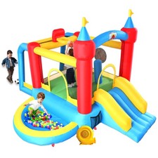 Inflatable Bounce House with Slide, Jumping Castle with Blower and Wave Pool