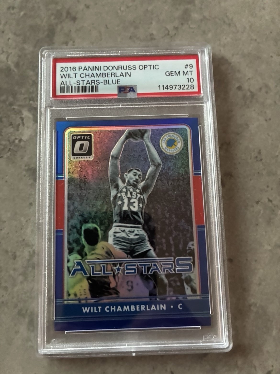 Wilt Chamberlain /49 2016-17 Panini Donruss Optic - All-Stars Blue Prizm PSA 10