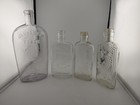 Antique Warranted Flask Lot of 4 Clear Embossed Glass Liquor Bottles Half Pint — photo 1