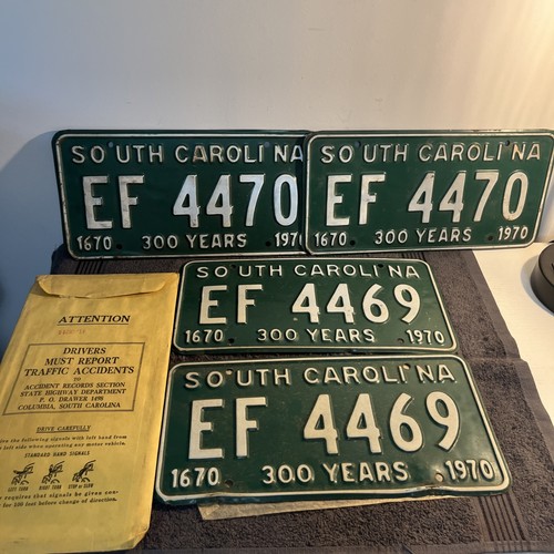 1979 South Carolina Double Consecutive License Plates 300 Years Of Settlement