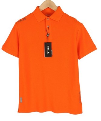 RLX RALPH LAUREN Men's T-Shirt S Orange Polo Logo Wicking Short Sleeve RRP212 *