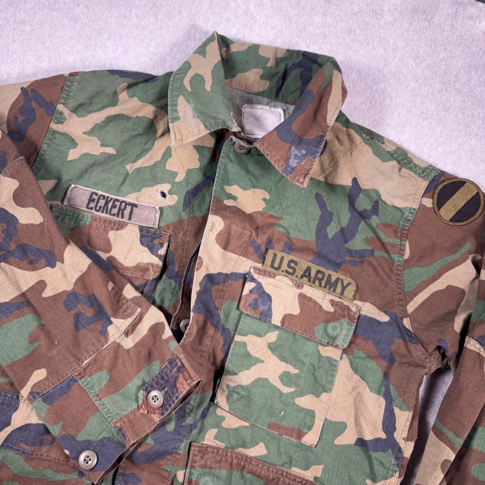 VTG USGI BDU Army Combat Coat Mens M Woodland Camo Field Jacket 4-Pocket