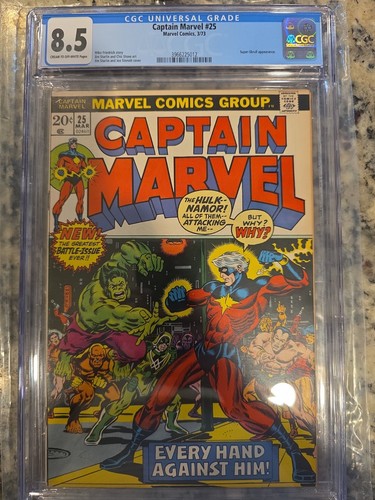 Captain Marvel #25 Marvel 1973 CGC 8 5 / Jim Starlin Cover / Thanos War / Key