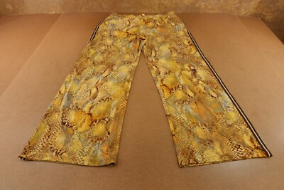 IMAN Global Chic Womens XL Gold Printed Knit Accent Stripe Wide-Leg Pant New