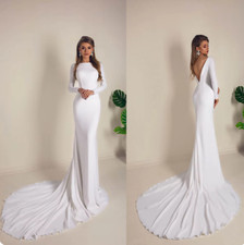Simple Mermaid Wedding Dresses High Neck Backless Gorgeous Satin Bridal Gowns