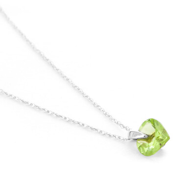 14K. MASSIVE GOLDKETTE MIT NATÜRLICHEM PERIDOT (Weißgold) 