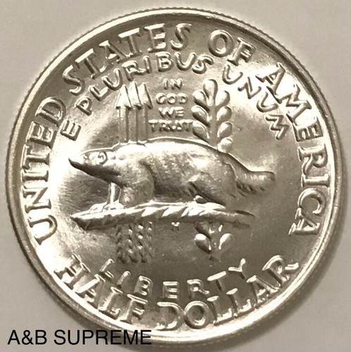 1936 Wisconsin Commemorative Half Dollar Superb Gem Bu Uncirculated 90% Silver - Picture 2 of 4