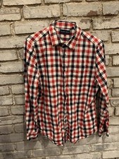 Five Four Mens Long Sleeve Button Down Shirt Men s Size Large Plaid Red White