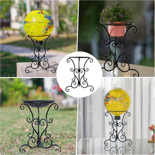 12" Black Metal Gazing Ball Stand for 10 or 12 Inches Stainless Steel or Glass G - Picture 3 of 12