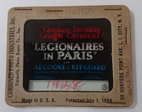 1927 Glass Movie Slide-"Legionaires In Paris"- Al Cooke-Combined Photo, Inc. - Picture 2 of 2