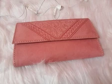 handemade Genuine Leather Women Checkbook Cover Wallet Card ID Zip Organizer