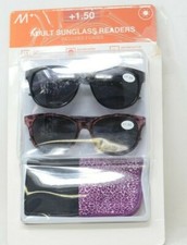 2 Pack 1.50 M Adult Sunglass Readers / Reading Glasses with 2 Cases Sydney