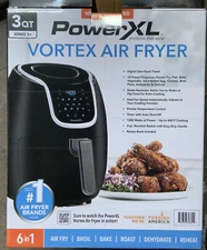 🍏 PowerXL Vortex Air Fryer - 3qt - Black,Distressed Box ‼️