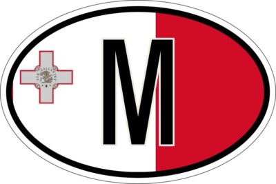 Sticker oval flag vinyl country code M malta
