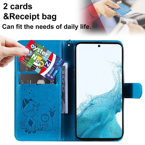 Katze Prägung PU Leder Wallet Case Handyhülle für Samsung S23 A54 5G A34 A24 A14 - Picture 8 of 18