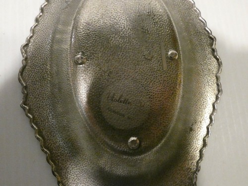 Violette Silver Tone Metal Nut Dish, Raised Shell and Leaf Designs - Picture 7 of 7